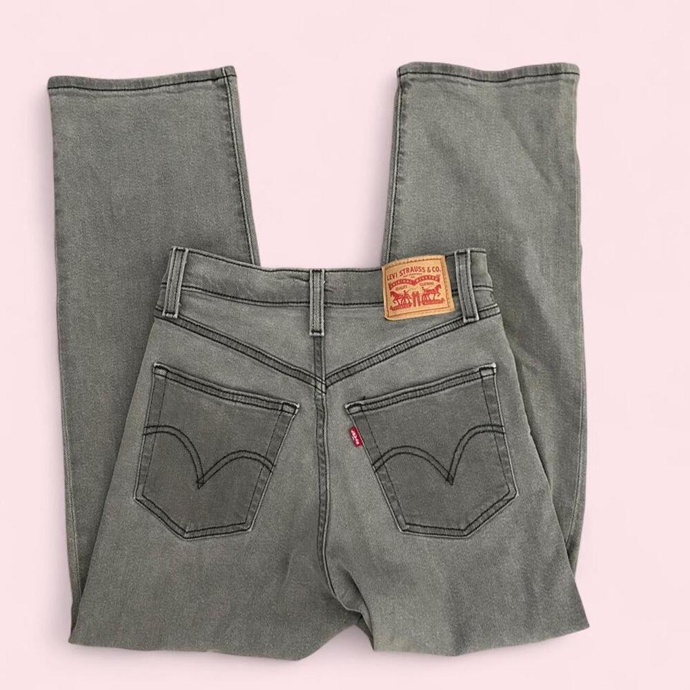 Levi's Ribcage Straight Ankle gray jeans with button fly - highrise